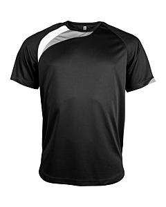 T-shirt sport manches courtes - enfant - noir/blanc/gris tempête