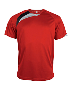 T-shirt sport manches courtes - enfant - rouge/noir/gris tempête