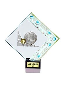 Trophée de pétanque en verre losange 21cm