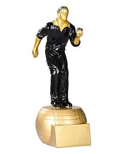 Trophée pétanque tireur noir et or 20cm