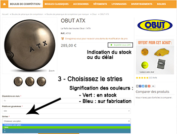 Choix des stries de la boule de pétanque Choix des stries de la boule de pétanque